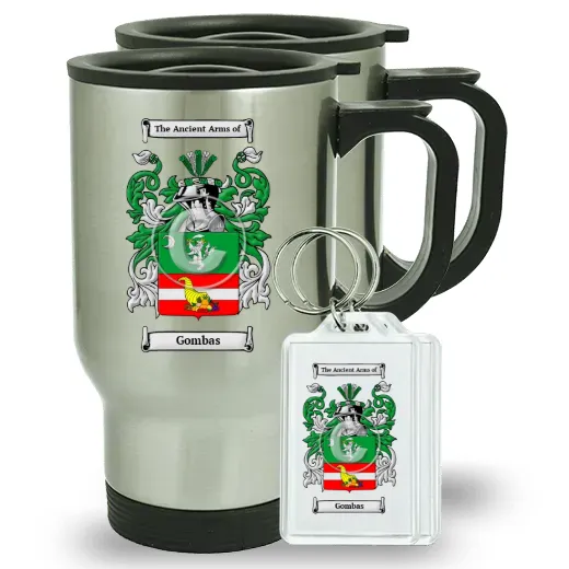 Gombas Pair of Travel Mugs and pair of Keychains
