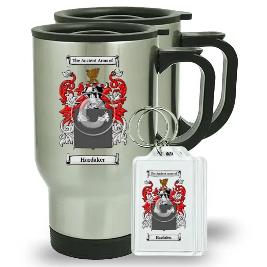 Hardaker Pair of Travel Mugs and pair of Keychains