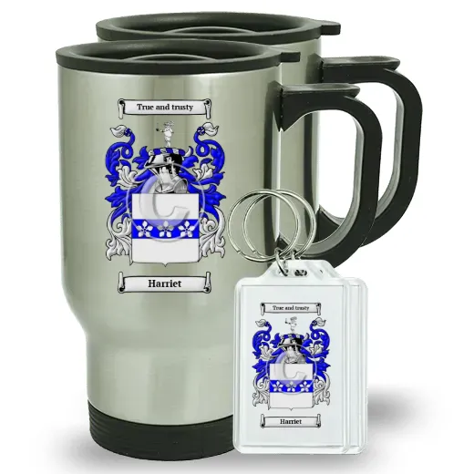 Harriet Pair of Travel Mugs and pair of Keychains