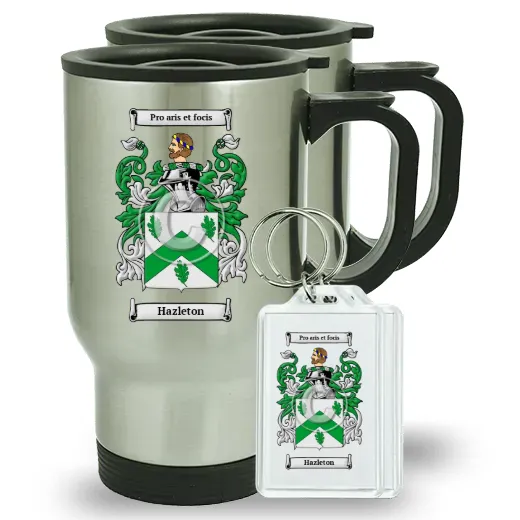 Hazleton Pair of Travel Mugs and pair of Keychains