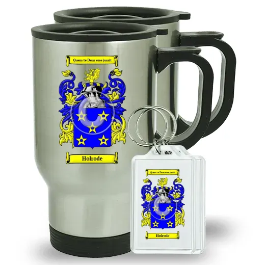 Holrode Pair of Travel Mugs and pair of Keychains