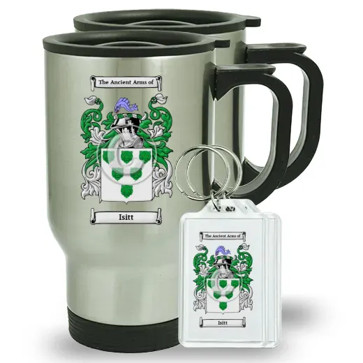 Isitt Pair of Travel Mugs and pair of Keychains