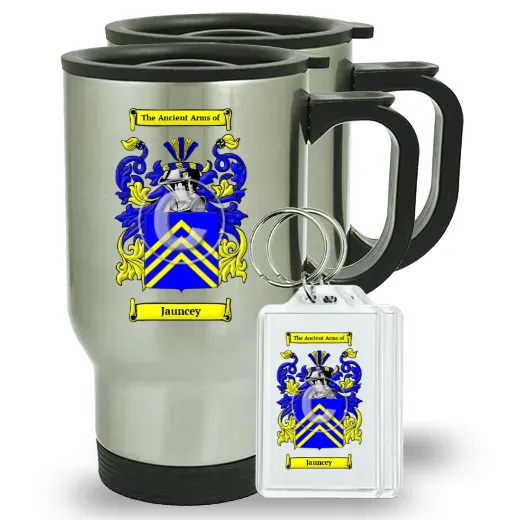 Jauncey Pair of Travel Mugs and pair of Keychains