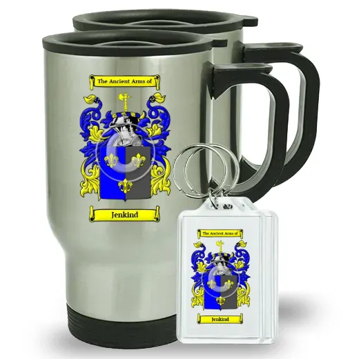 Jenkind Pair of Travel Mugs and pair of Keychains