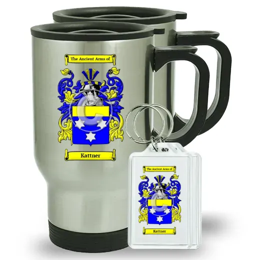 Kattner Pair of Travel Mugs and pair of Keychains
