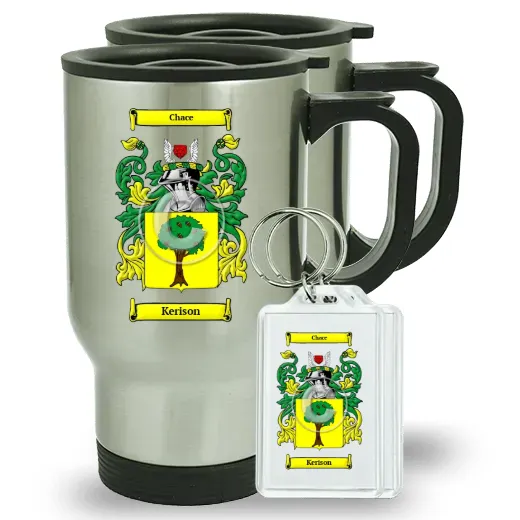 Kerison Pair of Travel Mugs and pair of Keychains