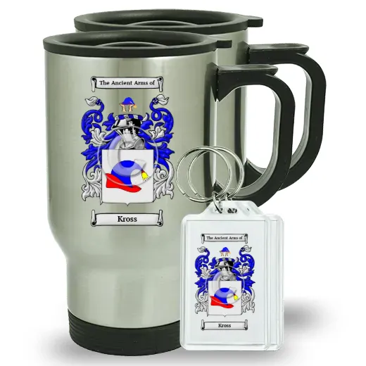 Kross Pair of Travel Mugs and pair of Keychains