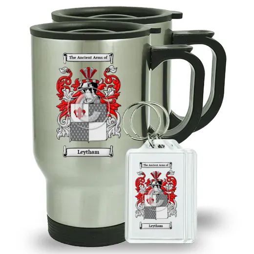 Leytham Pair of Travel Mugs and pair of Keychains