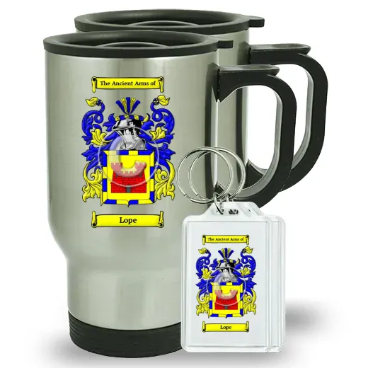 Lope Pair of Travel Mugs and pair of Keychains