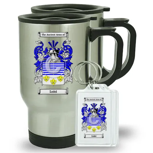 Luisi Pair of Travel Mugs and pair of Keychains