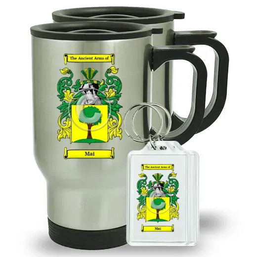 Mai Pair of Travel Mugs and pair of Keychains