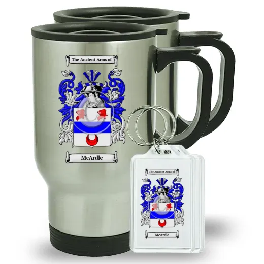 McArdle Pair of Travel Mugs and pair of Keychains