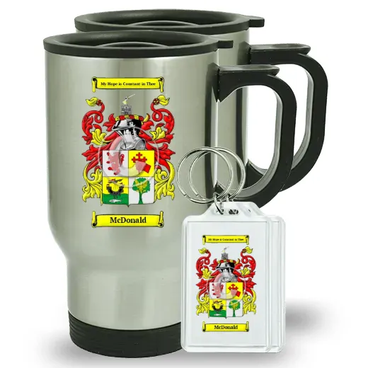McDonald Pair of Travel Mugs and pair of Keychains