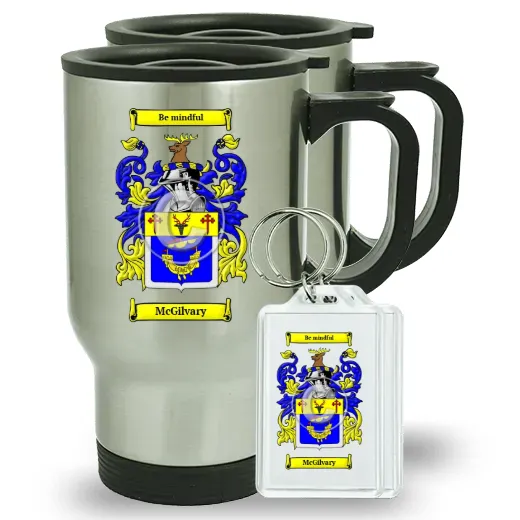 McGilvary Pair of Travel Mugs and pair of Keychains