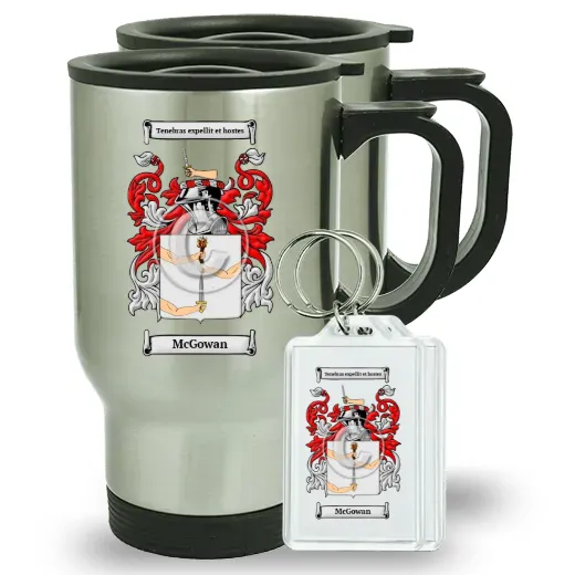 McGowan Pair of Travel Mugs and pair of Keychains