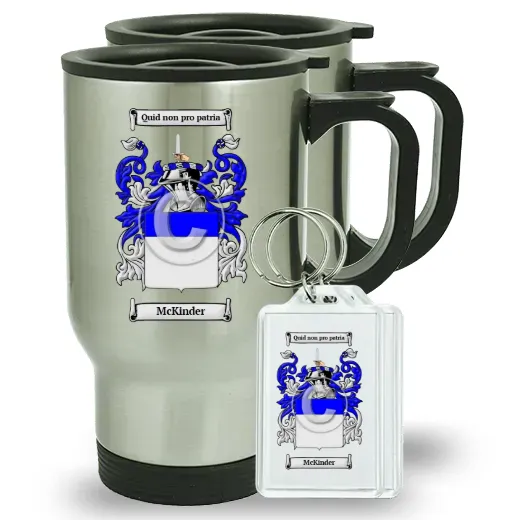 McKinder Pair of Travel Mugs and pair of Keychains