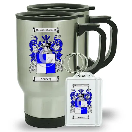 Neuberg Pair of Travel Mugs and pair of Keychains