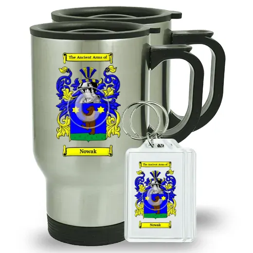 Nowak Pair of Travel Mugs and pair of Keychains