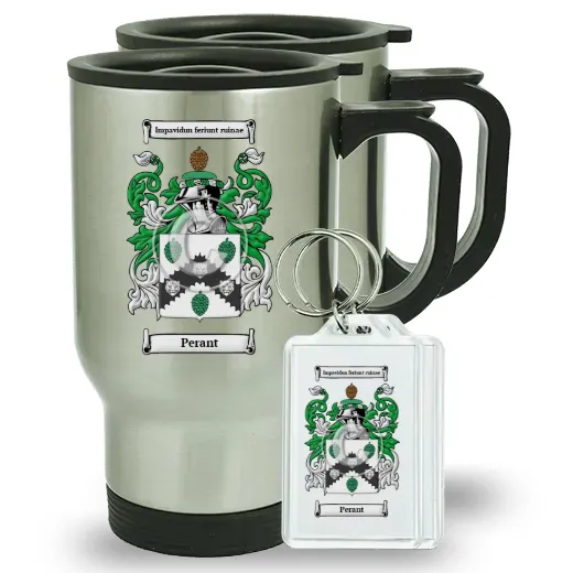 Perant Pair of Travel Mugs and pair of Keychains
