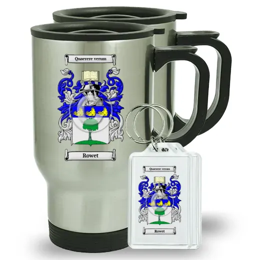 Rowet Pair of Travel Mugs and pair of Keychains