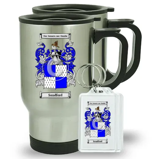 Sandford Pair of Travel Mugs and pair of Keychains