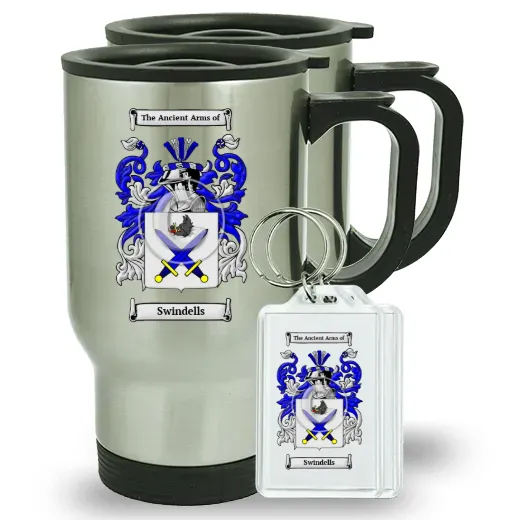 Swindells Pair of Travel Mugs and pair of Keychains