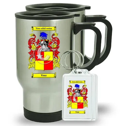 Vear Pair of Travel Mugs and pair of Keychains
