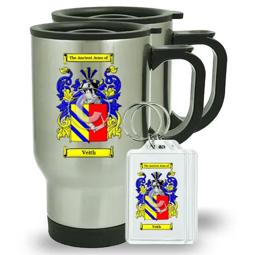 Veith Pair of Travel Mugs and pair of Keychains