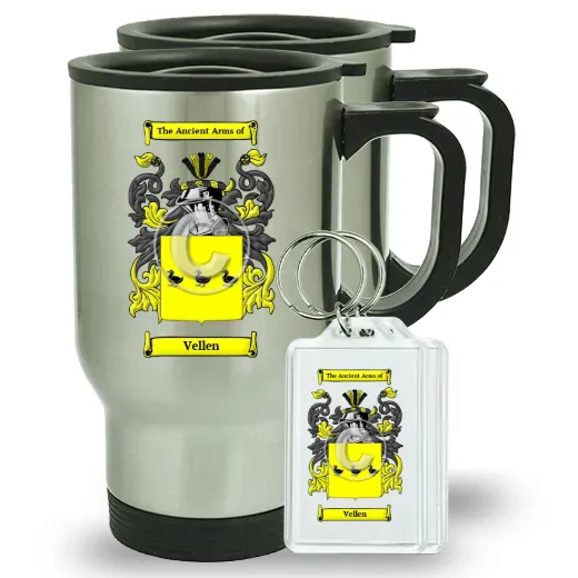 Vellen Pair of Travel Mugs and pair of Keychains