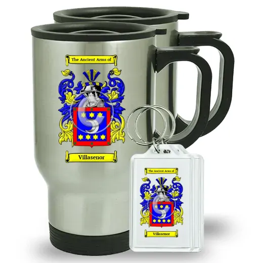 Villasenor Pair of Travel Mugs and pair of Keychains