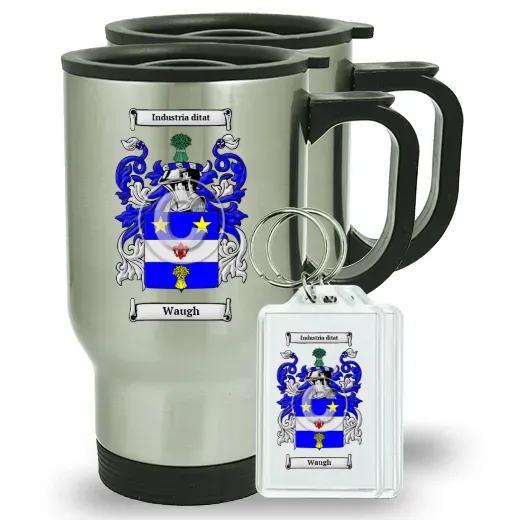 Waugh Pair of Travel Mugs and pair of Keychains
