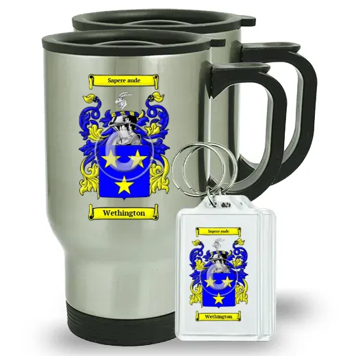 Wethington Pair of Travel Mugs and pair of Keychains
