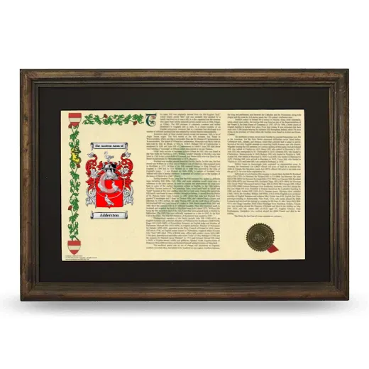 Adderston Deluxe Armorial Landscape Framed - Brown