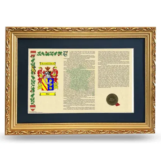 Blue Deluxe Armorial Landscape Framed - Gold