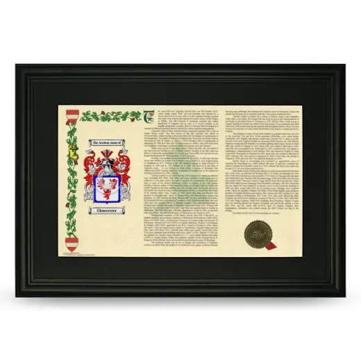 Glowcester Deluxe Armorial Landscape Framed- Black