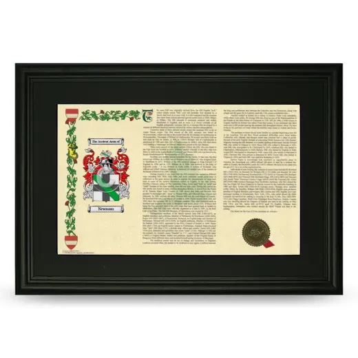 Newnom Deluxe Armorial Landscape Framed- Black
