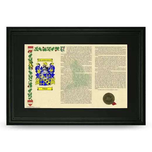 Poleyn Deluxe Armorial Landscape Framed- Black