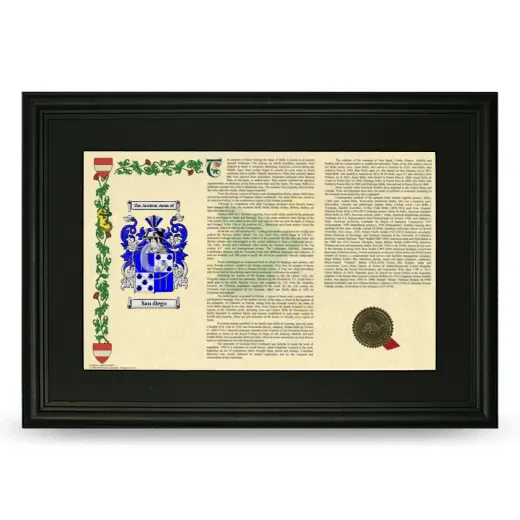 San diego Deluxe Armorial Landscape Framed- Black