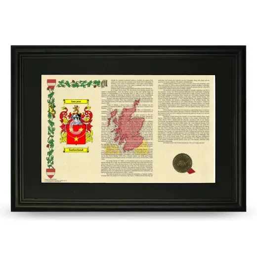 Sutherland Deluxe Armorial Landscape Framed- Black