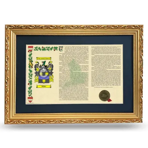 White Deluxe Armorial Landscape Framed - Gold