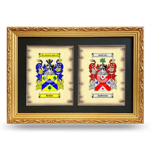 Double Coat of Arms Framed - Gold