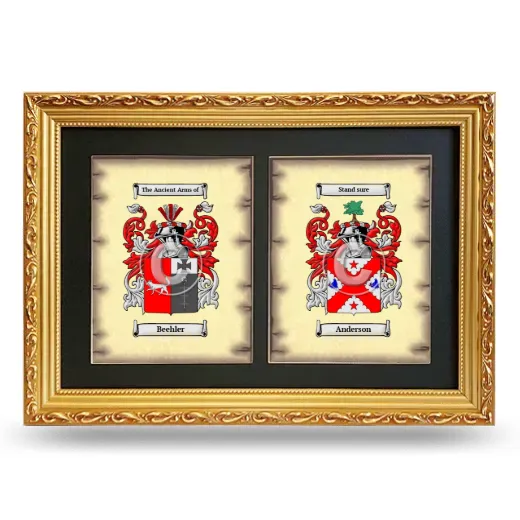 Double Coat of Arms Framed - Gold