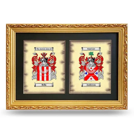 Double Coat of Arms Framed - Gold