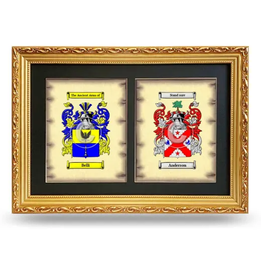 Double Coat of Arms Framed - Gold