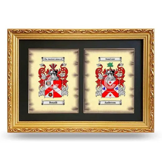 Double Coat of Arms Framed - Gold