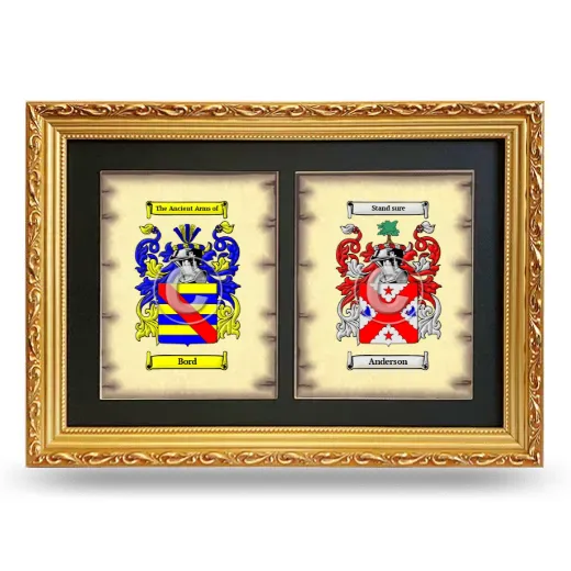Double Coat of Arms Framed - Gold