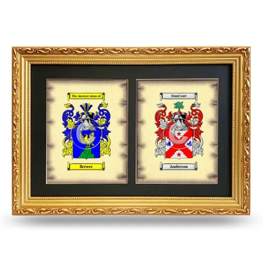 Double Coat of Arms Framed - Gold