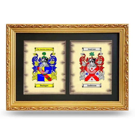 Double Coat of Arms Framed - Gold