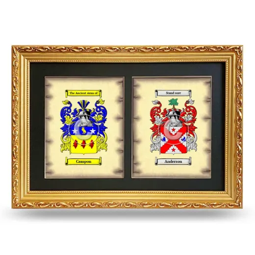 Double Coat of Arms Framed - Gold