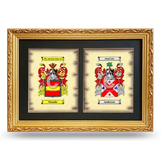 Double Coat of Arms Framed - Gold